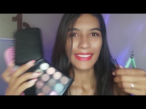 ASMR RÁPIDO: MAKE , CABELO, SOBRANCELHA E UNHA