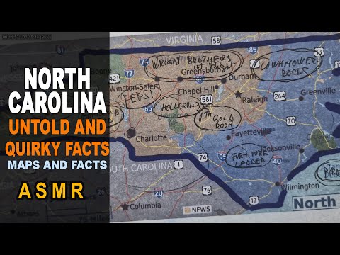 ASMR: NORTH CAROLINA - The Untold and Quirky FACTS | Map outline with facts | ASMR maps and Facts