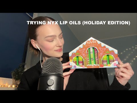 ASMR lipgloss try-on (NYX holiday collection)