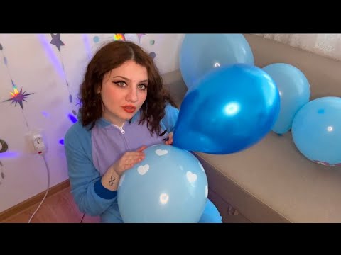 ASMR From Above ~ Blowing And Popping Big Balloons | Spit Painting and Squeaking Sounds