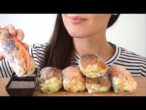 ASMR Eating Sounds: Veggie & Tofu Rice Paper Rolls (No Talking)