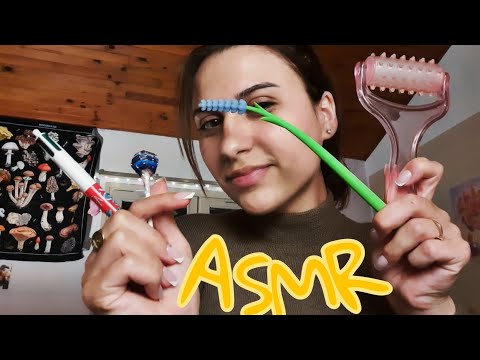 ASMR CASEIRO TOQUES NA TELA com objetos aléatorios💖
