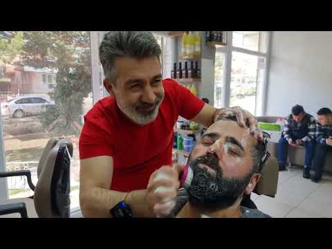 INCREDIBLY RELAXING HEAD MASSAGE WITH FOAM, HAIR CUT WITH ZAZA MACHINE, MASSAGE WITH SOAP GRADE