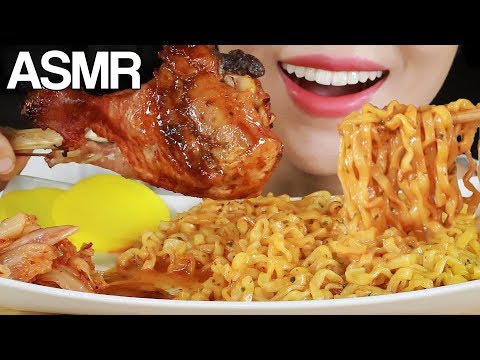 ASMR TURKEY LEG CARBO FIRE NOODLES Eating Sounds Mukbang🍗