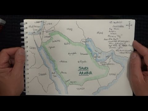 ASMR - Drawing a Map of Saudi Arabia - Australian Accent - Chewing Gum & Quietly Whisper