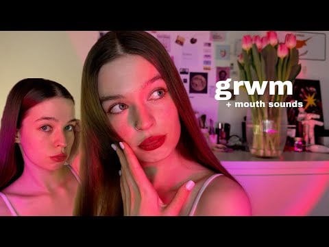 АСМР (grwm) мой макияж + звуки рта и липкий шепот