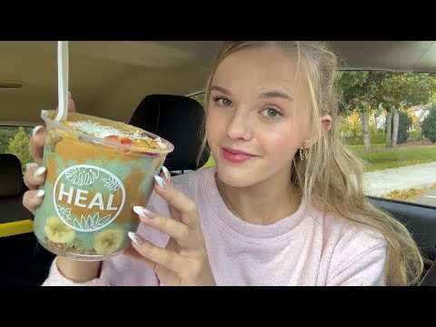 ASMR Car Smoothie Bowl Mukbang 🍓🫐 Let's Eat Together 🍌