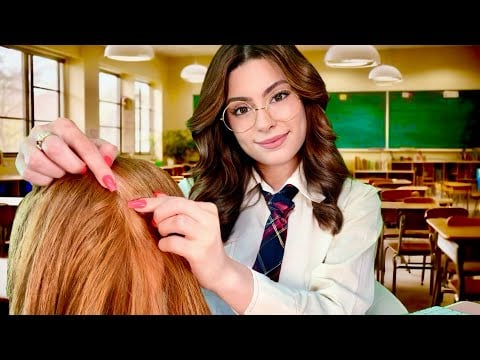 ASMR Girl Who's OBSESSED With You Plays With Your Hair in the Back of the Class ❤️