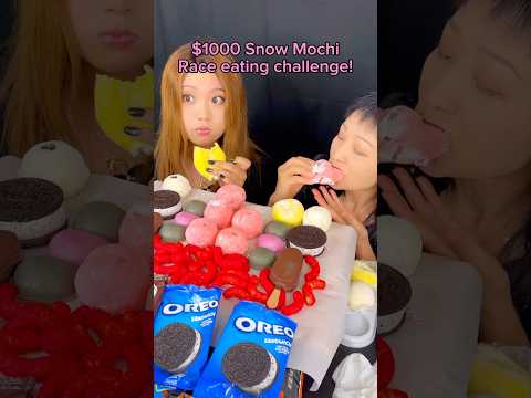 $1000 snow mochi race! #food #mochi #desserts