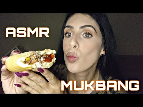 ASMR MUKBANG - Comendo pão com carne moída e muito sons de mastigação, tapping 😋 #asmr #mukbang