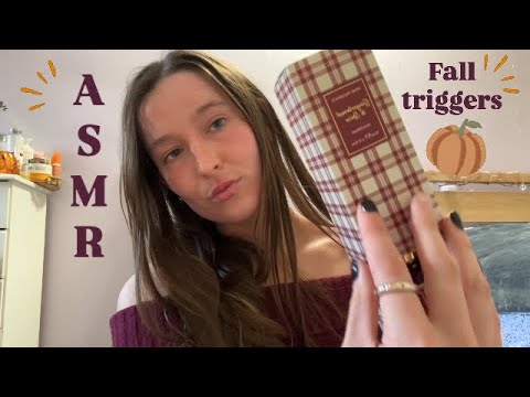 *ASMR* autumn triggers (tapping, fabric scratching lid sounds)🍂🕯️