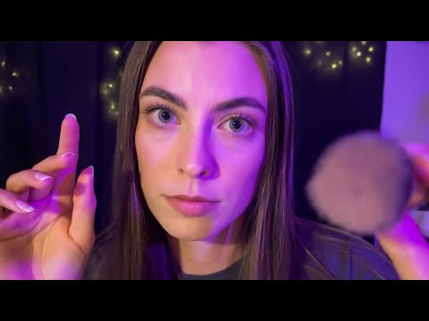 ASMR Meticulously Brushing Your Face (Semi Unintelligible Whispers)