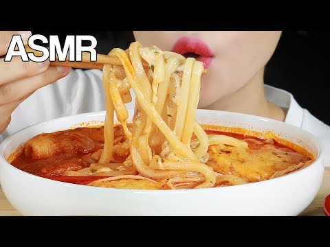 ASMR CHEESY NUCLEAR UDON NOODLE SOUP🍜 (FRIED SHRIMPS) Eating Sounds Mukbang