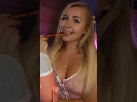 ASMR Mouth Sounds with Makeup Brush #satisfying #asmr #shorts
