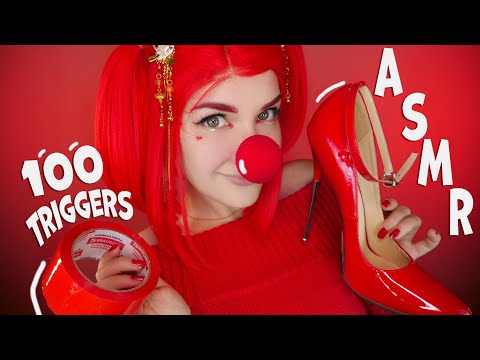 ASMR 2 HOUR ❤️ 100 RED TRIGGERS for Sleep and Tingles 🍎 АСМР 100 ТРИГГЕРОВ для твоего сна 😴