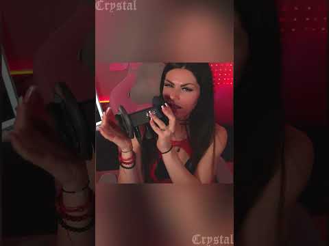 red and black outfit nail tapping and ear rubs asmr