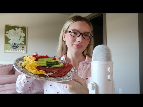 ASMR | eating a breakfast plate (eggs and bacon)