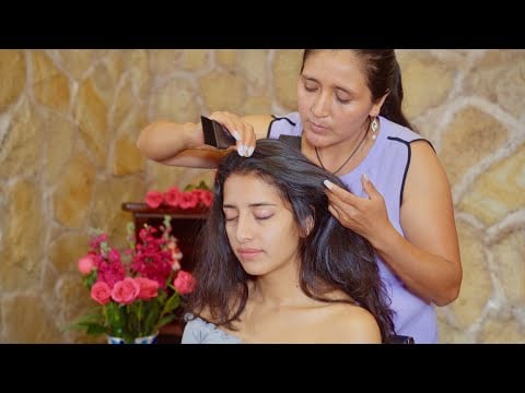 Esperanza's soft whispering ASMR massage and hair combing with nails for tingles and triggers 🥰