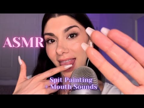 ASMR Mouth Sounds | Spit Painting Too Close to the Mic | Lena ASMR 