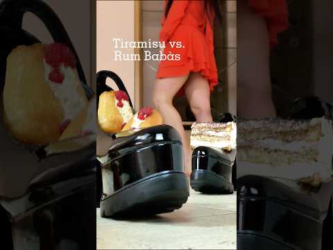 Crushing Food in High Heels: Pea vs. Cake! Oddly Satisfying! ASMR