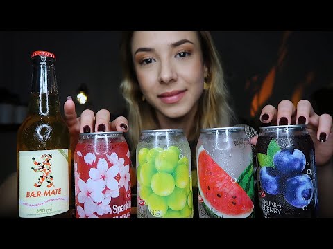 ASMR ~ PROVANDO MUITAS BEBIDAS DIFERENTES 🍏🍉