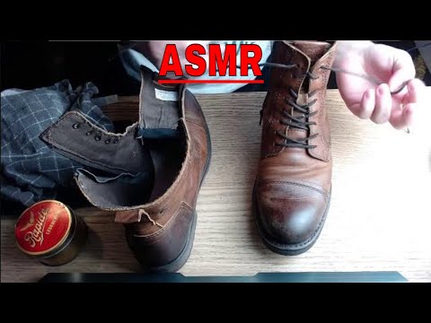 ASMR | Cleaning My Leather Boots | Shoeshine ASMR