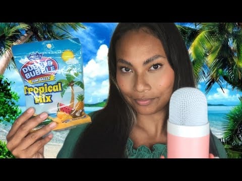 ASMR Chewing Dubble Bubble Tropical Mix Gumballs , HUGE BUBBLE