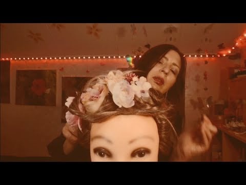 BG ASMR Hair Brush & Styling 💇‍♀️ Cozy Fireplace Sounds, Whispering & Relaxing Touches