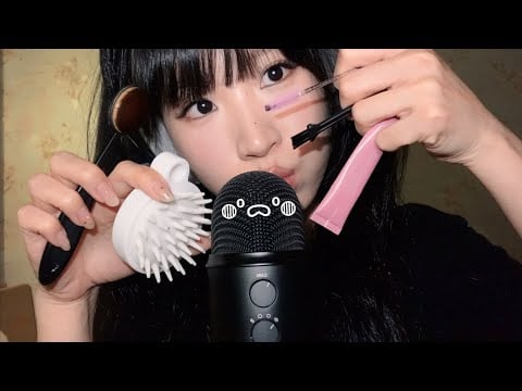 ASMR mic scratching brushing with tools
