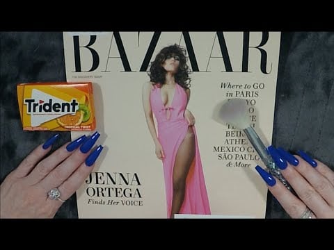 ASMR Gum Chewing Magazine Flip Through | Jenna Ortega ASMR
