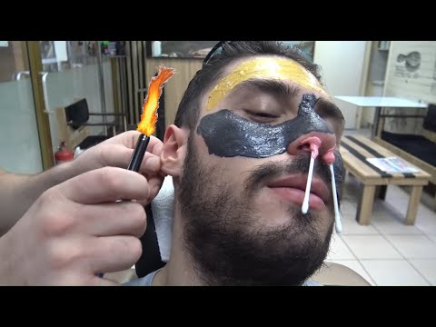 ASMR BARBER & SKIN - HAIR CARE &NECK - BACK CRACK& EAR BURN & NOSE WAX  &head,foot,ear,sleep massage