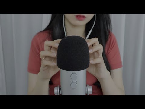 ASMR 윈드스크린 씌우고! 소곤소곤🗣 수다 떨며 마이크 시원하게 긁는 맨손 터칭 & 브러슁 / 편집 할 때 졸았음... mic touching & mic brushing