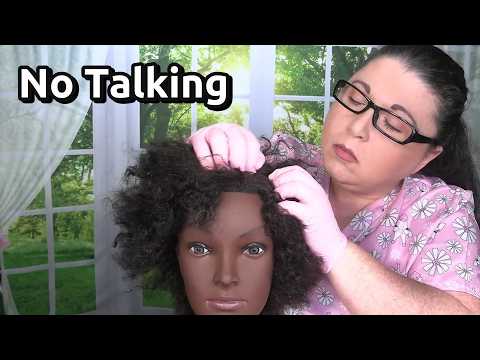 ASMR Scalp Check with Gloves (NO TALKING) (Afro/Kinky Hair, Scalp Treatment) Medical Roleplay