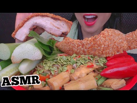 ASMR EXTREME CRUNCH EATING SOUND (FRIED PORK + FRESH VEGGIES + SPICY SALAD) NO TALKING | SAS-ASMR