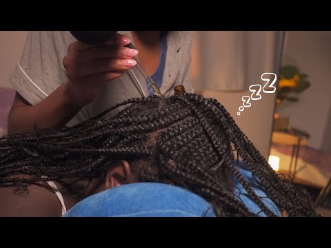ASMR | Real Person Scalp Oiling on Braids ☁️ Scalp Attention & Care ~ whispered