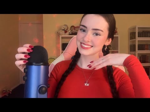 ASMR gum chewing & mic scratching 🍎 (bare, foam, fluffy)