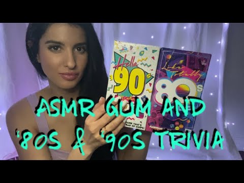 ASMR Gum & Trivia - Reading, Tapping, Scratching '80s & '90s Trivia Cards (Whispered, Binaural)