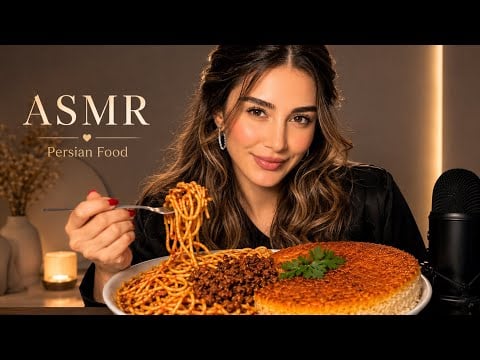 ASMR Persian Macaroni (Maqtoubeh) | Crispy Tahdig & Relaxing Food Sounds 🍝🤎