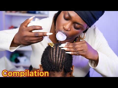 ASMR✨attentive long nail scalp scratch, Intense hair picking, scalp oiling,massage, Compilation