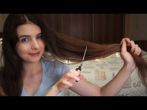 ASMR CUTTING My HAIR✂️  Brushing, spraying, scissor sounds 🤍