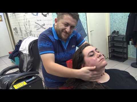 ASMR BARBER MASSAGE : TURKISH VS ITALY MASSAGE : FEMALE : head ,arm ,face ,back massage=BAYAN MASAJI