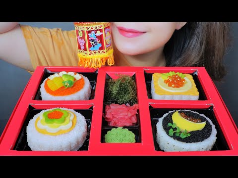 ASMR THE SUSHI X SASHIMI MOON CAKE , EATING SOUND | LINH-ASMR