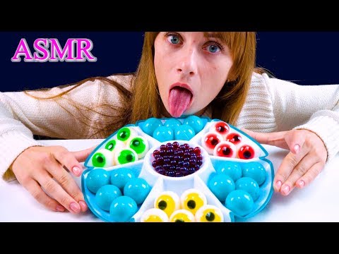 ASMR GALAXY PLANET EYEBALLS JELLY CANDY  MUKBANG Trolli Gummi EATING SOUNDS