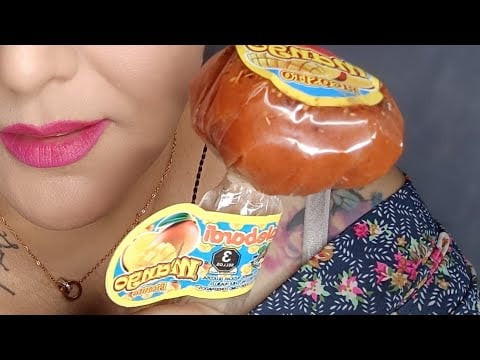 ASMR Comiendo paleta de pulpa de mango con chile 