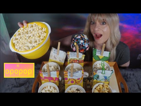 ASMR Best Gourmet Popcorn EVER! | 6 Delicious Flavors | Whispered Taste Test  OPOPOP