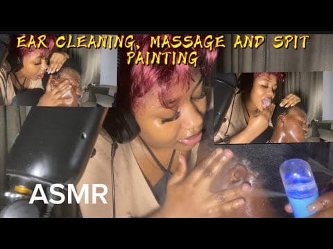 ASMR💫EAR CLEANING, MASSAGE, AND SPIT PAINTING