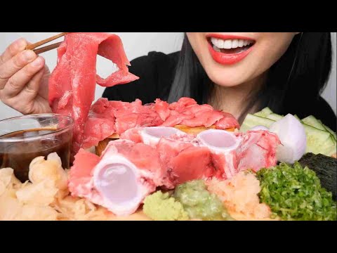 FRESH TUNA ON THE BONE (BONE MARROW) ASMR EATING SOUNDS | LIGHT WHISPERS | SAS-ASMR