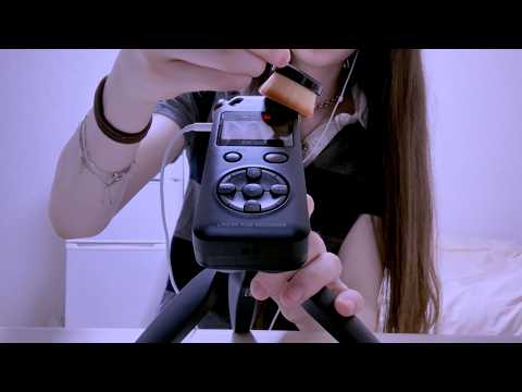 ASMR ✩₊˚.⋆ FAST paced triggers with the tascam! (quick cuts) + whispering :)