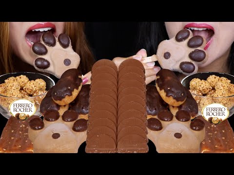 ASMR CHOCOLATE PAW ICE CREAM BARS, GIANT CHOCOLATE ORANGE COOKIE BAR, CUSTARD ECLAIRS, HERSHEY'S 먹방