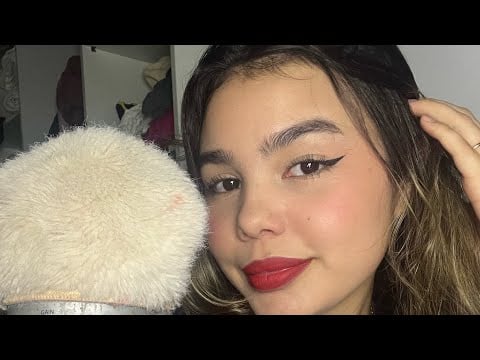 ASMR | ME MAQUIANDO + BASE SHEGLAM (sons de boca + chuva) 🌧️💄